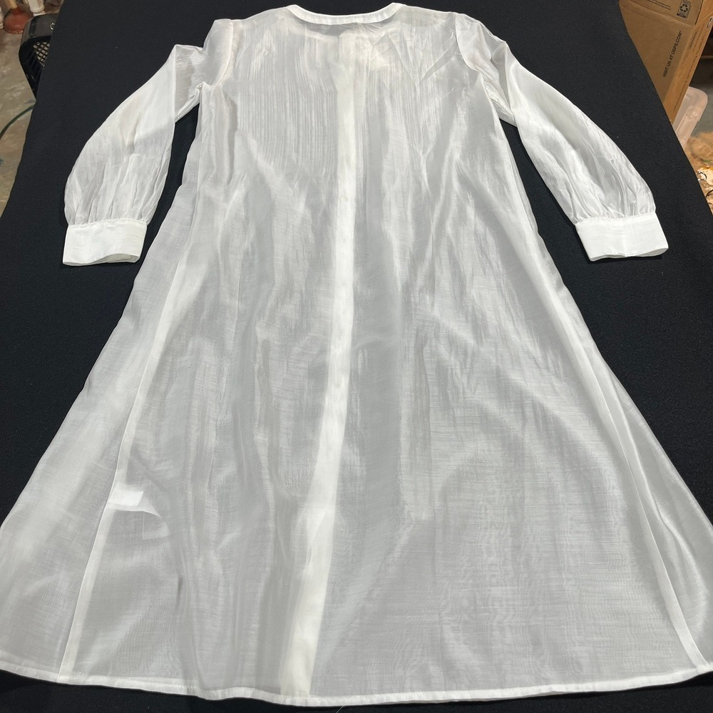 Banana Republic NWT Sheer Organza Pintuck Midi Dress XS Petite White Romantic - Picture 6 of 7